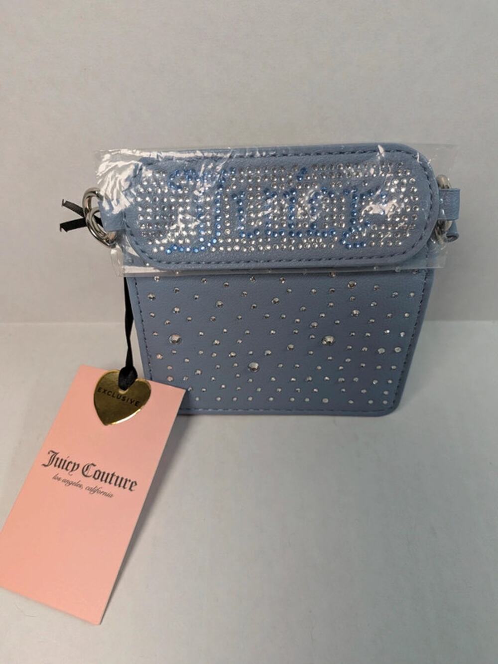 NWT Juicy Couture Exclusive Mini Tiny Bag Blue Rhinestone Studded Purse